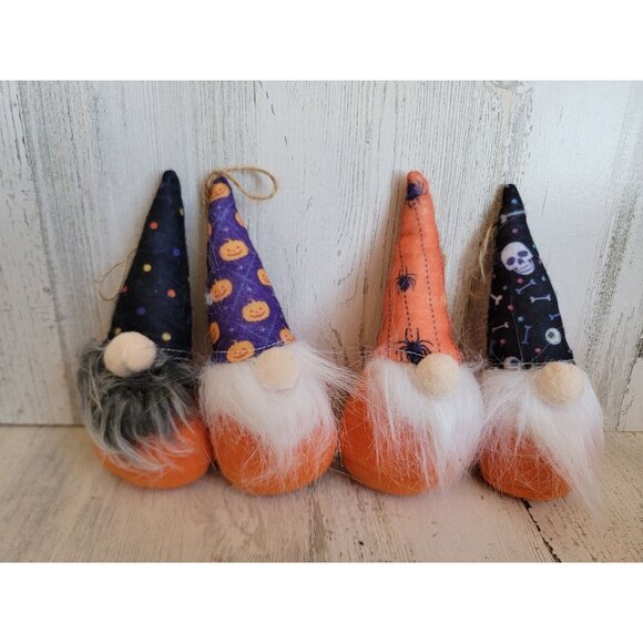Halloween miniature plush gnome spider ornament set - Picture 1 of 7